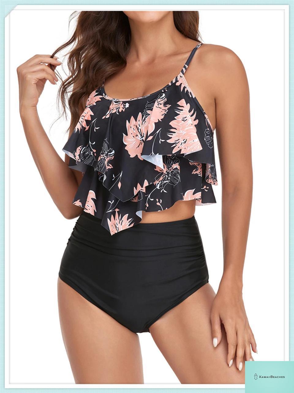 Ruffle Floral High Waist Bikini