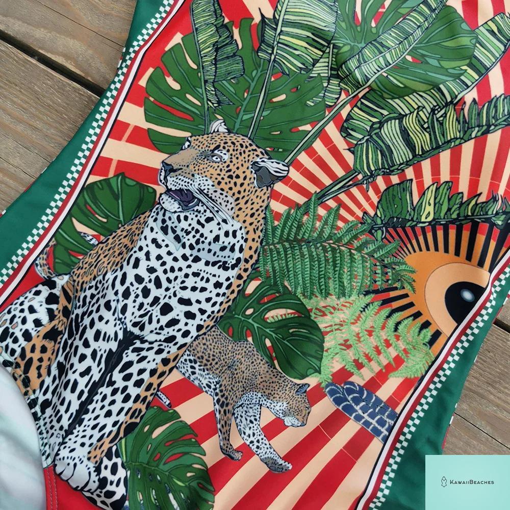 Striped Tropical Monokini Swimsuit for Women