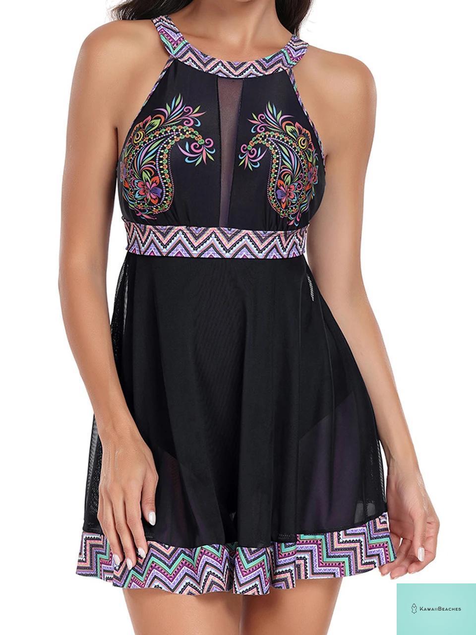 Womens Peacock Print Bikini Swimwear Set