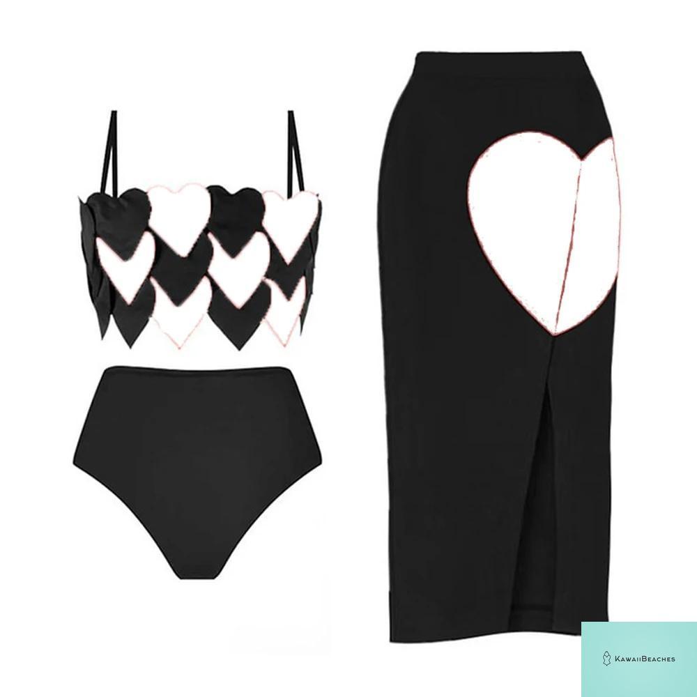 Heart Printed One Piece Swimwear Suit