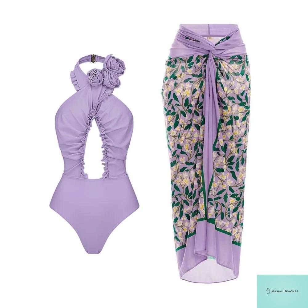 Floral Ruffle Push-Up One-Piece Swimsuit