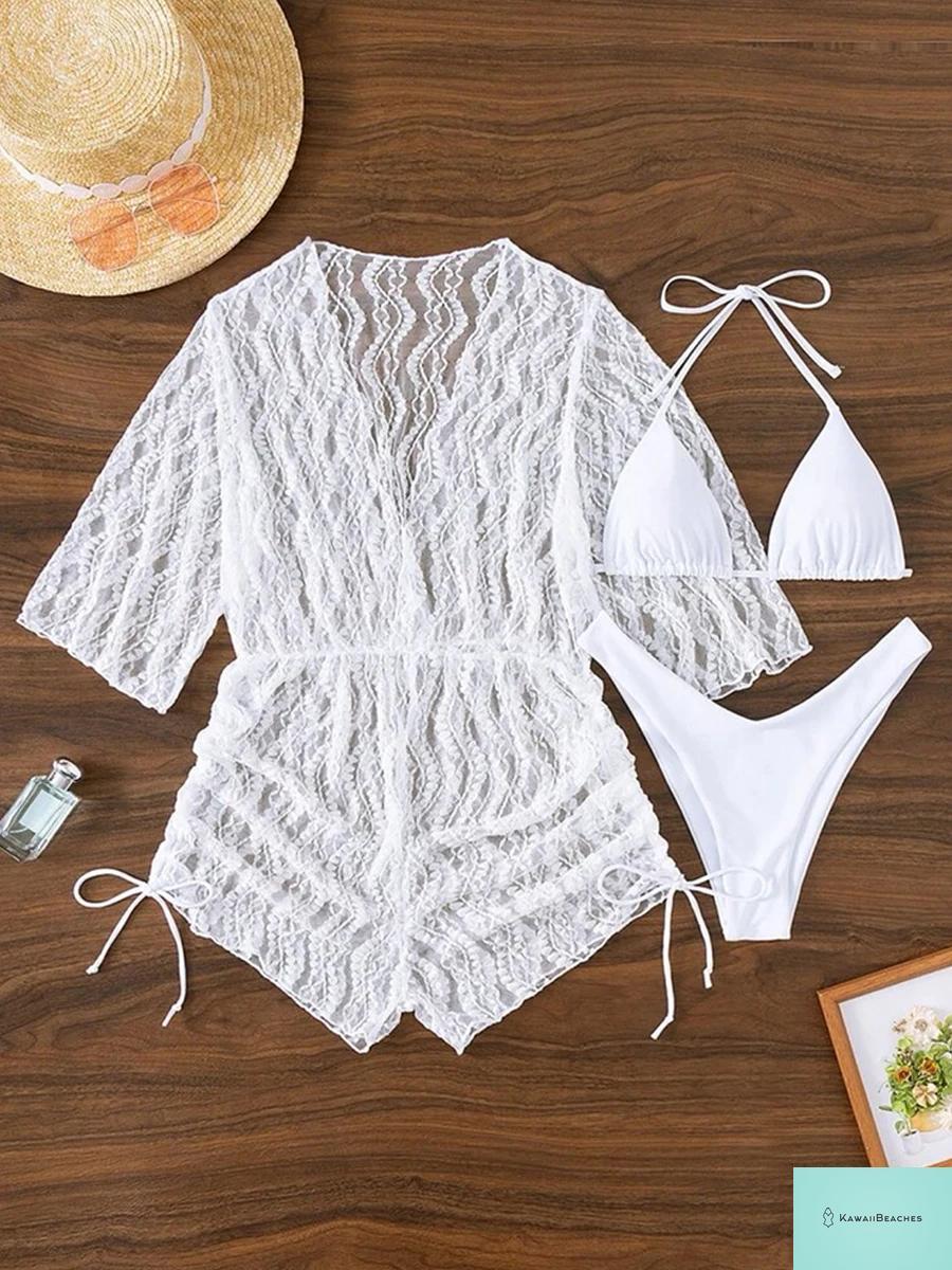 Tropical Print Halter Bikini Swimsuit