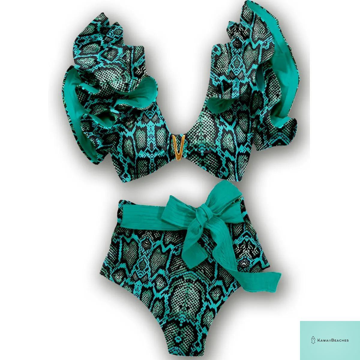 Floral Printed High Waist Bandage Bikini Set