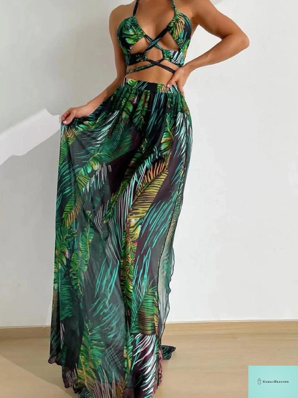 Womens Halter Bikini with Beach Dress