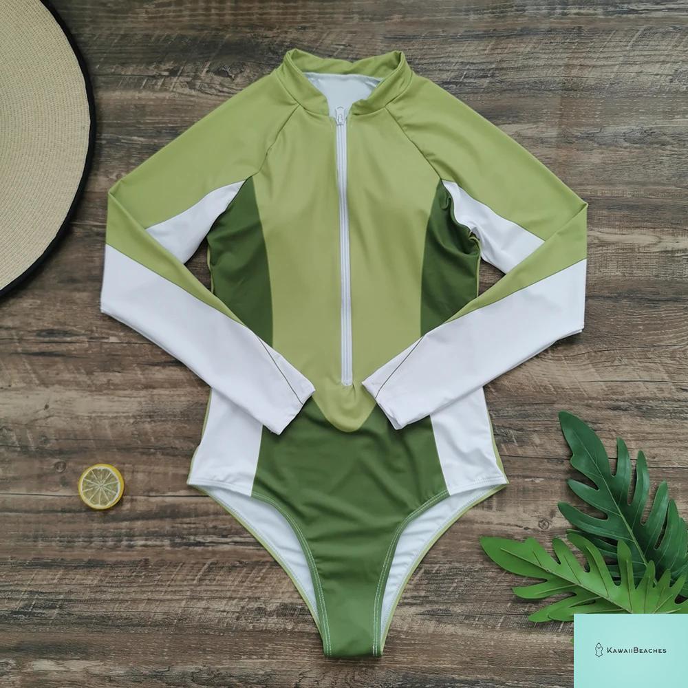 Womens Long Sleeve Surfing Swimsuit Monokini