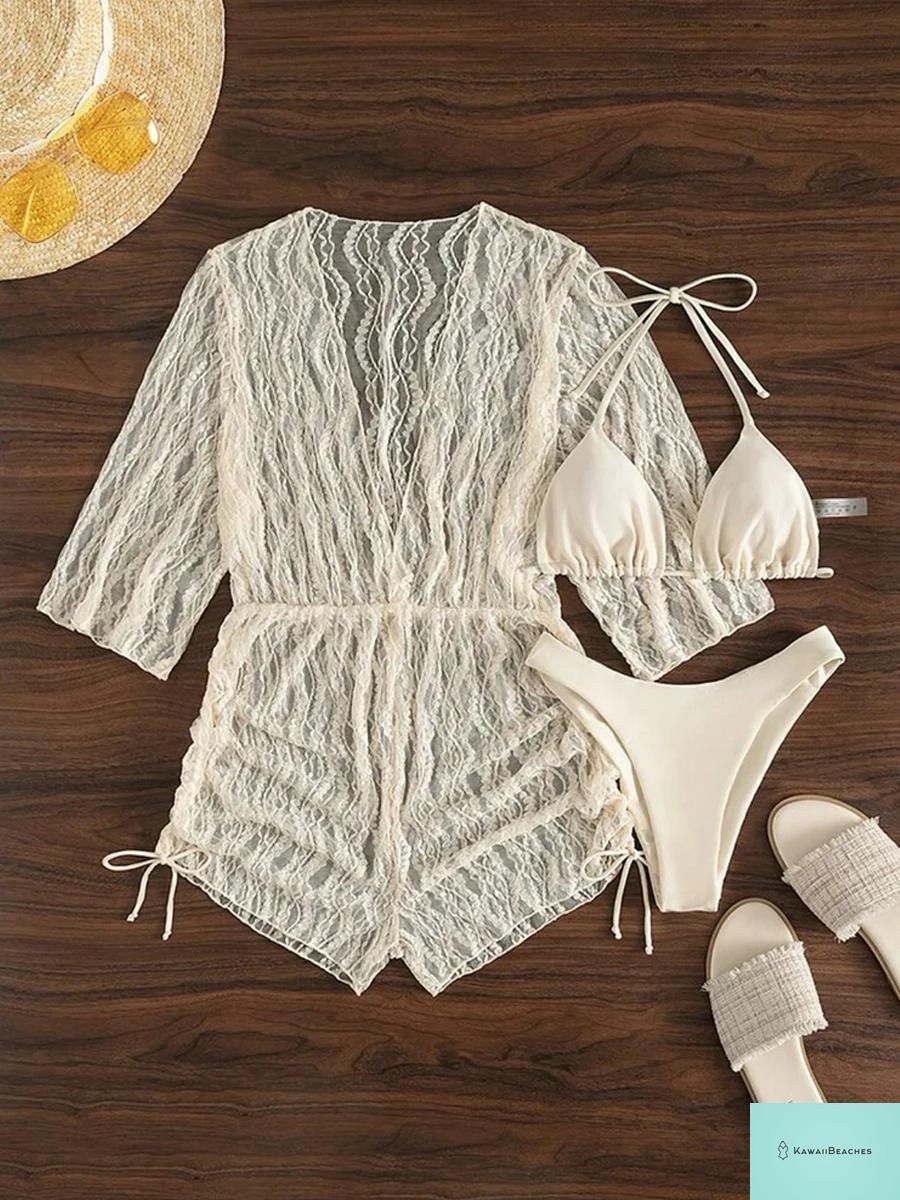 Tropical Print Halter Bikini Swimsuit