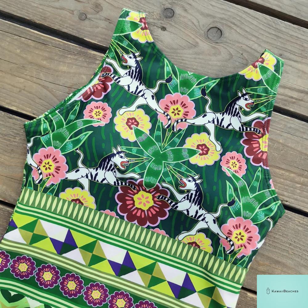 Striped Tropical Monokini Swimsuit for Women