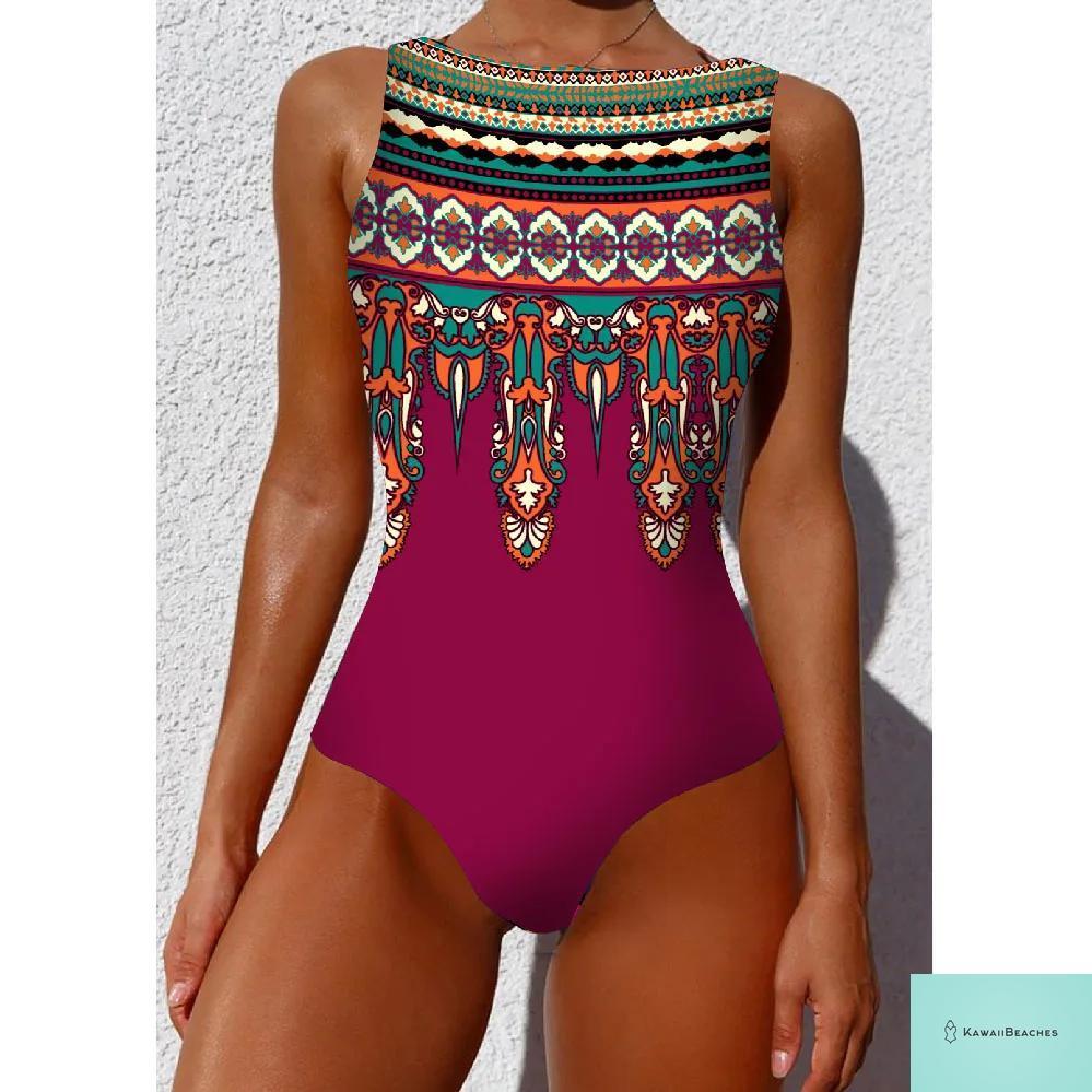 Womens Floral Lace Up Swimsuit
