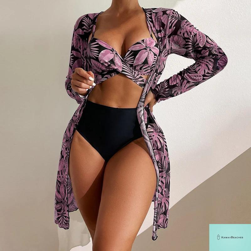 Womens 3 Piece Long Sleeve Swimsuit