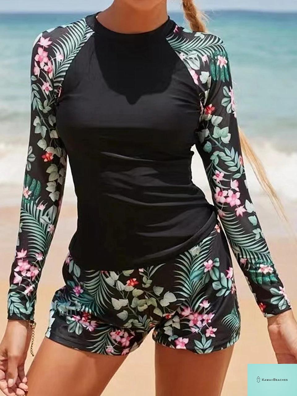 Kawaii Beaches Long Sleeve Swimwear Set