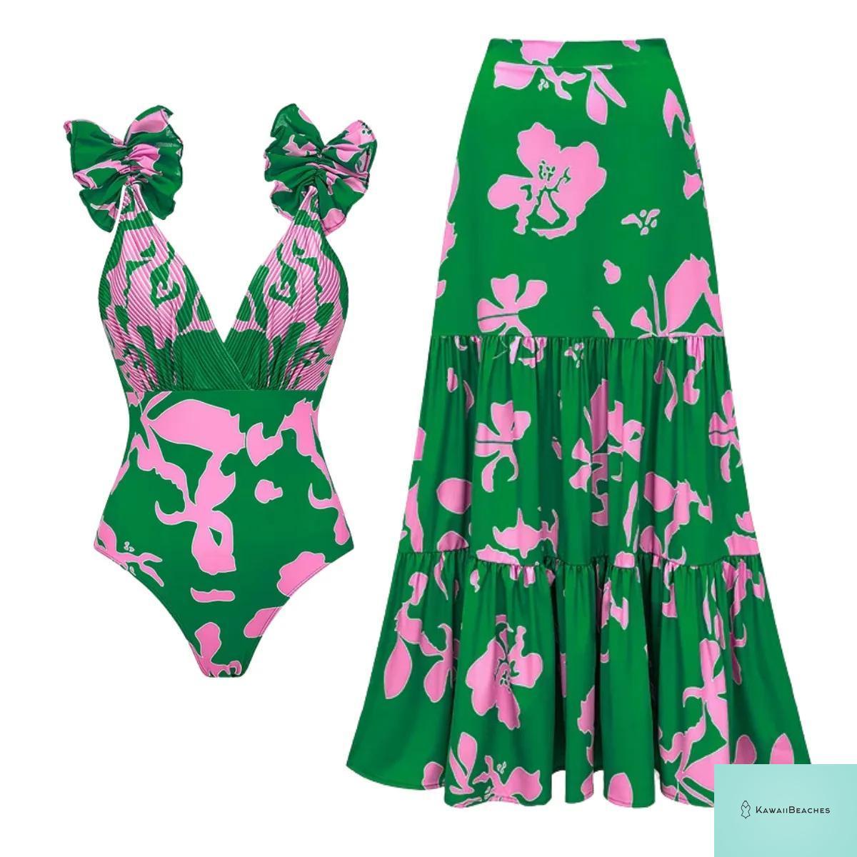 Womens Ruffle Deep V Swimsuit