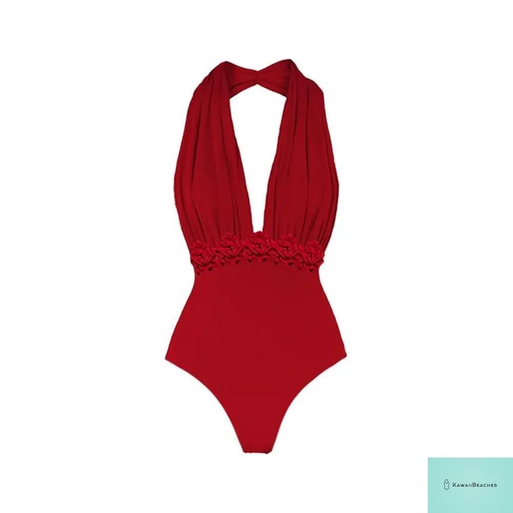 Vintage High Waist One Piece Swimsuit Set