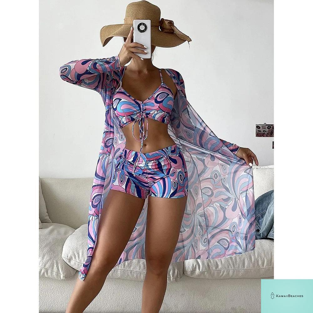 Womens 3 Piece Long Sleeve Swimsuit