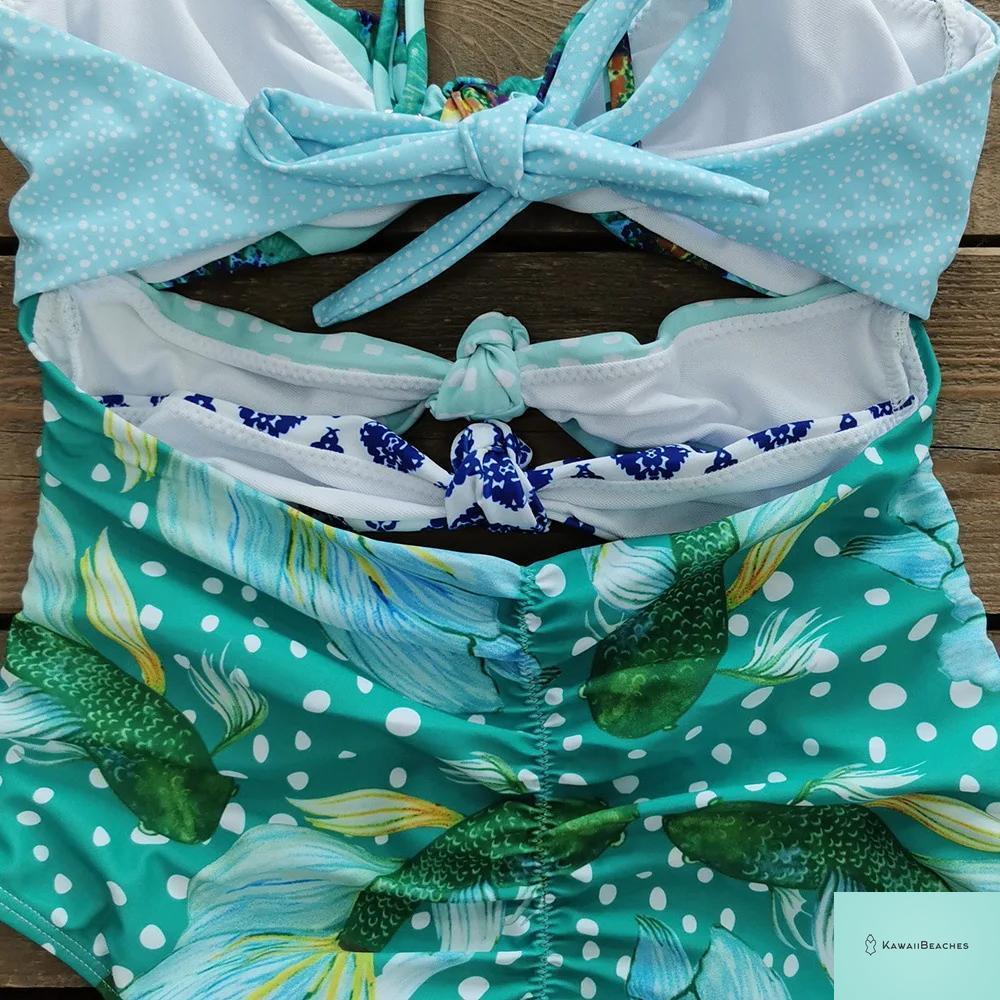 Kawaii Vintage Floral One Piece Swimsuit