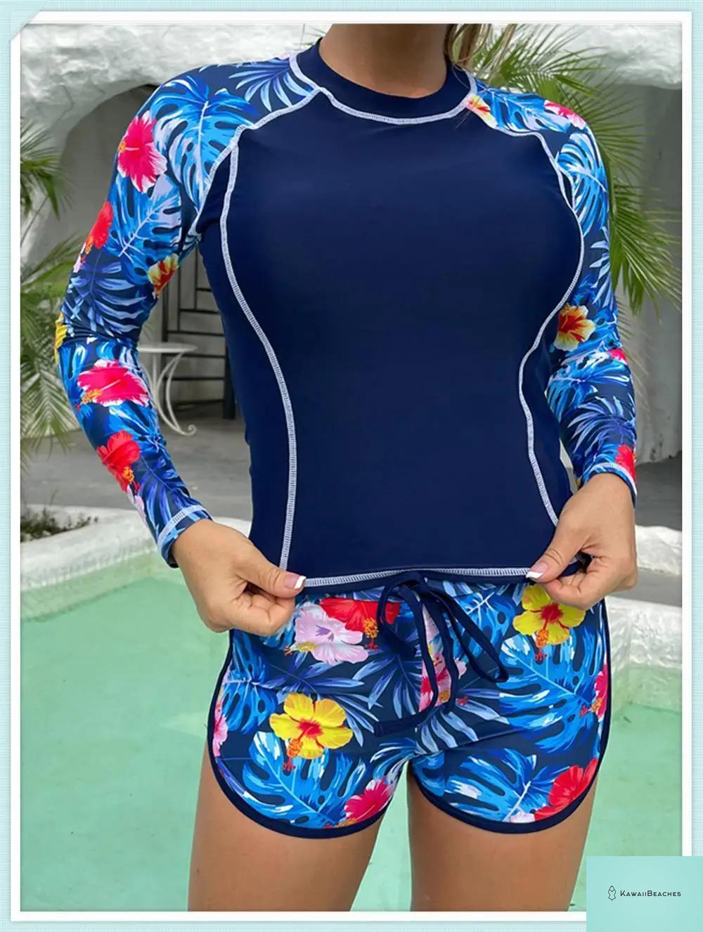 Tropical Long Sleeve Rashguard Swimsuit
