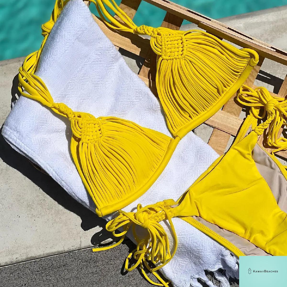 Kawaii Stripes Lace-Up Brazilian Bikini Set