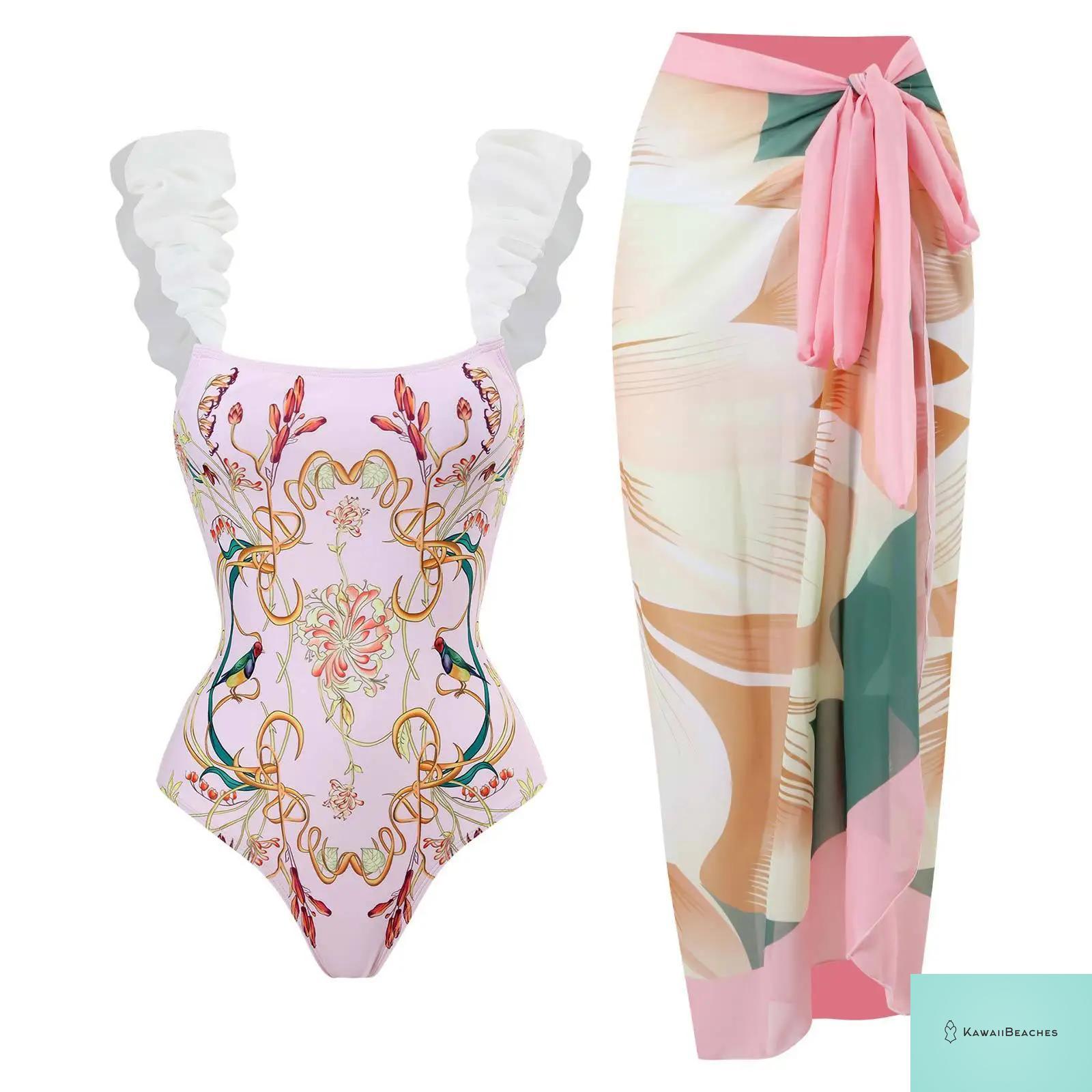 Floral Ruffle Push Up Bikini Set