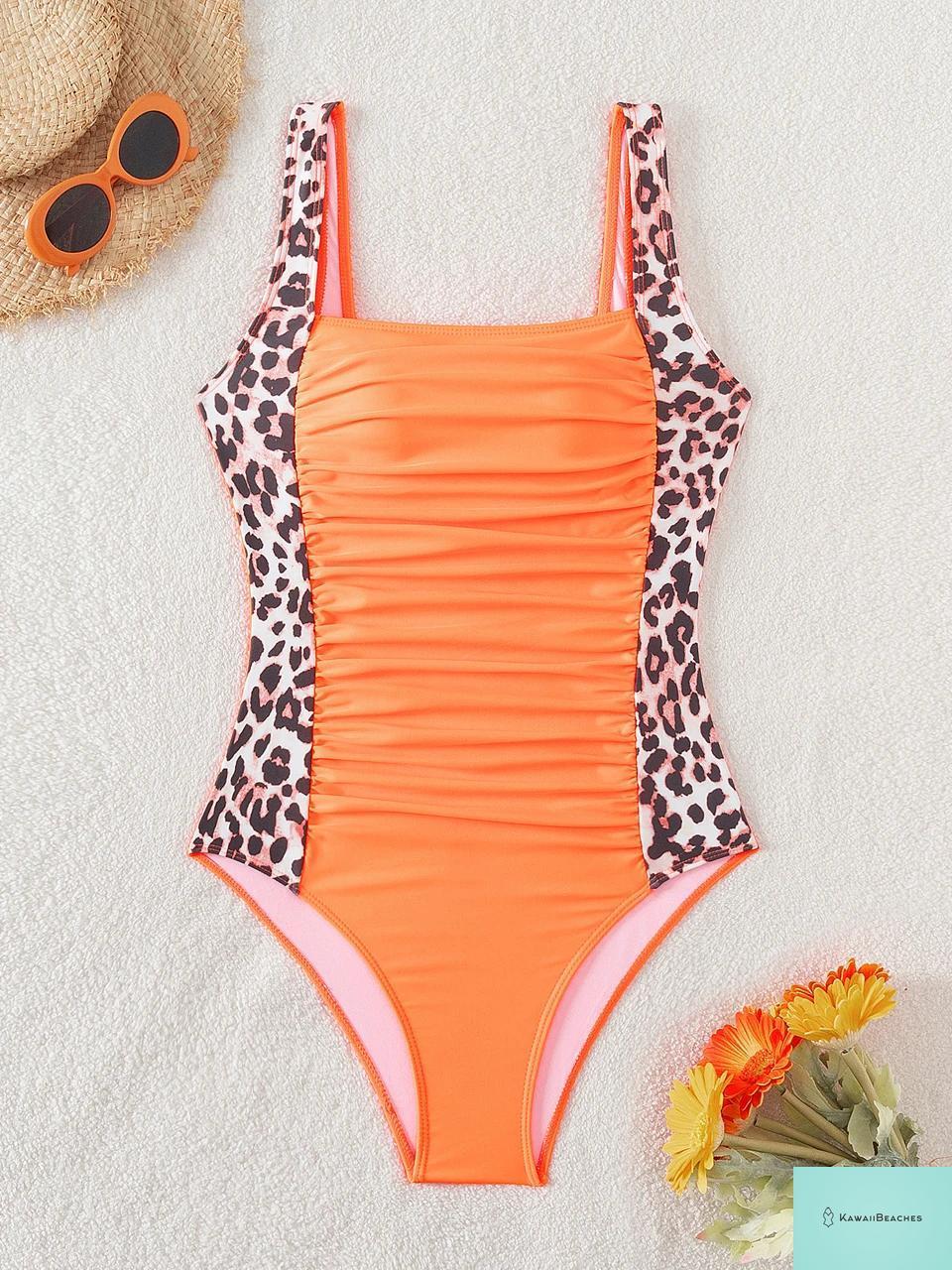 Leopard Print Backless One Piece Swimsuit