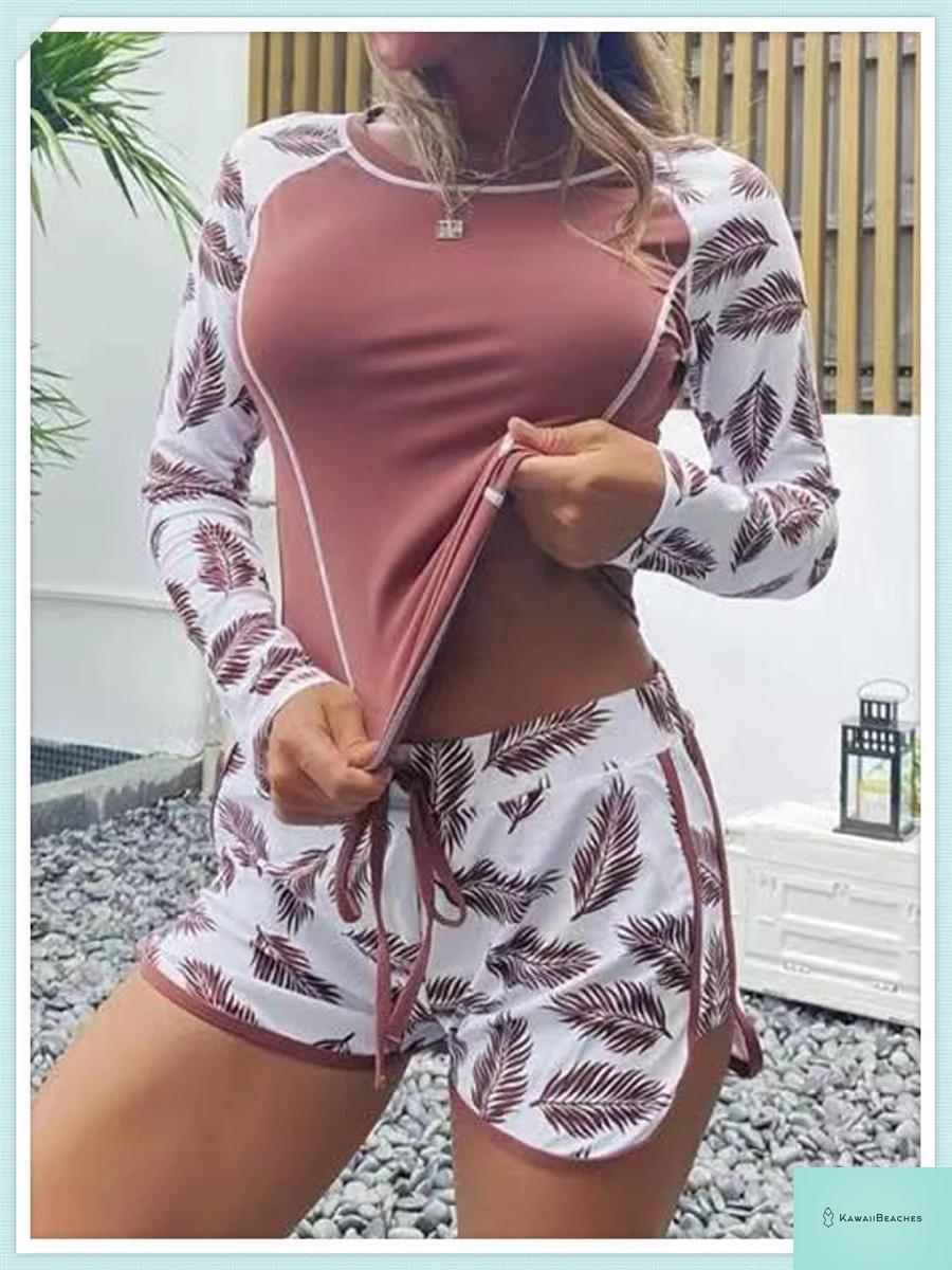 Tropical Long Sleeve Rashguard Swimsuit