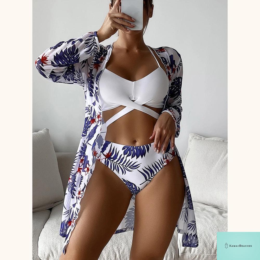 Womens 3 Piece Long Sleeve Swimsuit