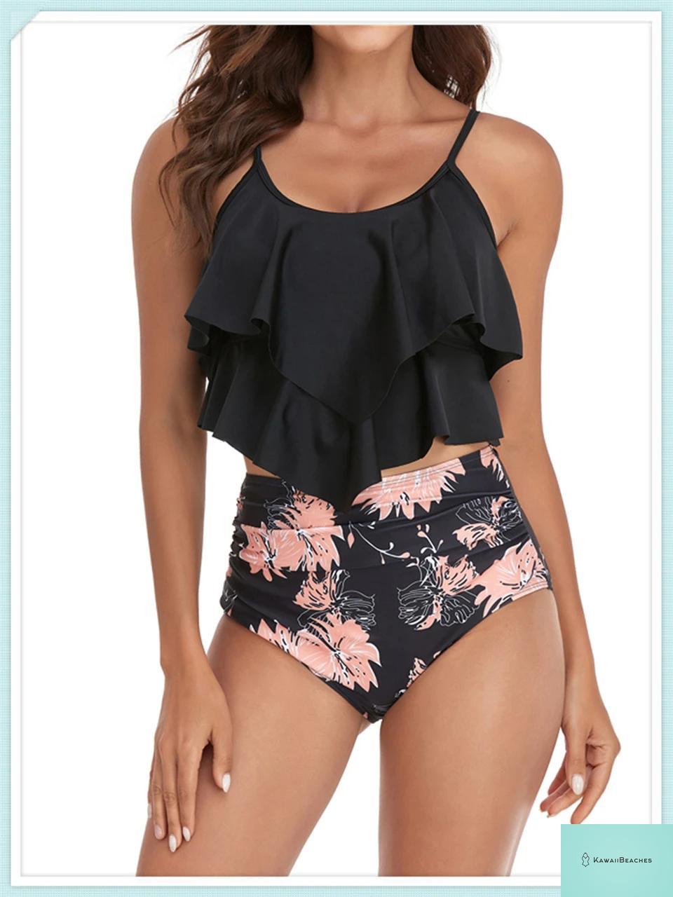 Ruffle Floral High Waist Bikini
