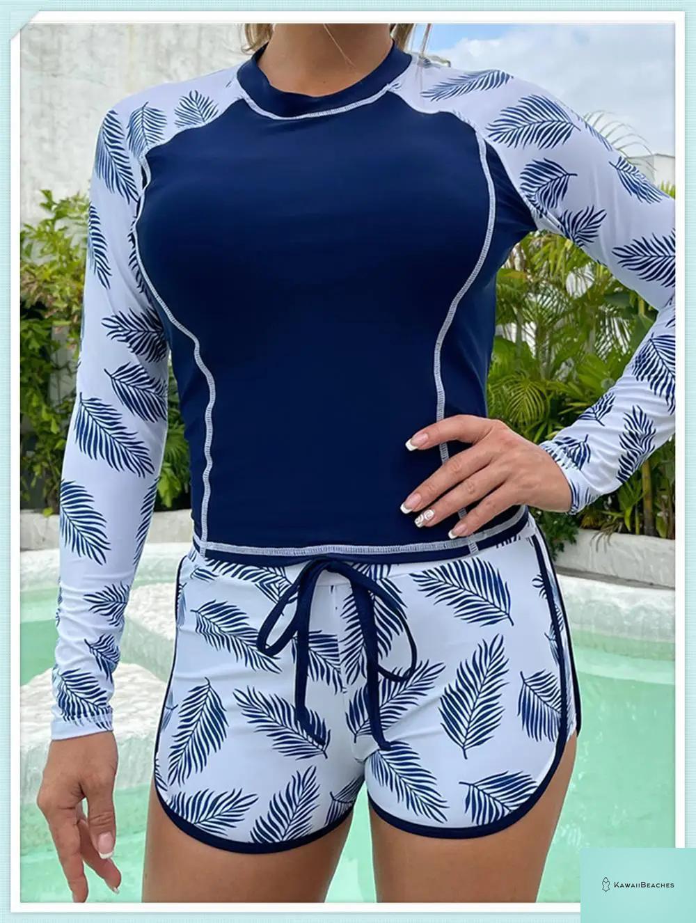 Tropical Long Sleeve Rashguard Swimsuit