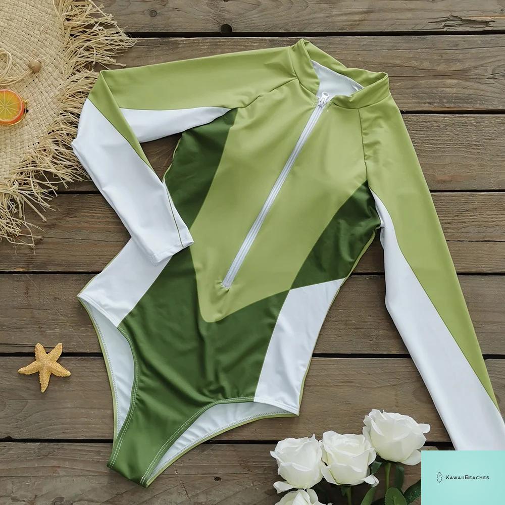 Womens Long Sleeve Surfing Swimsuit Monokini