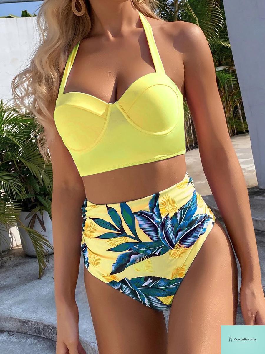Kawaii Butterfly Print High Waist Bikini