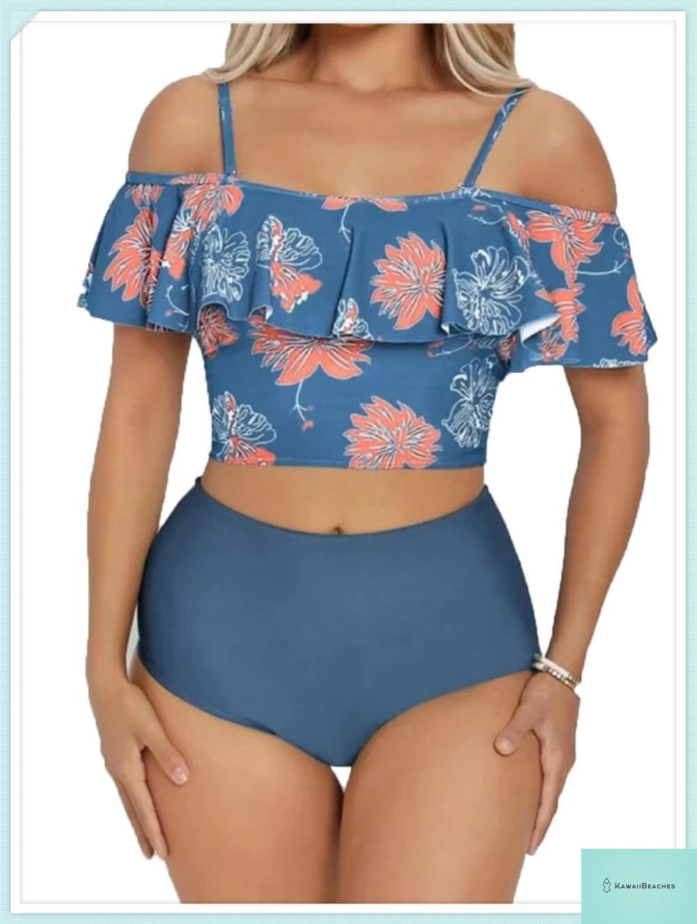 Ruffle Floral High Waist Bikini