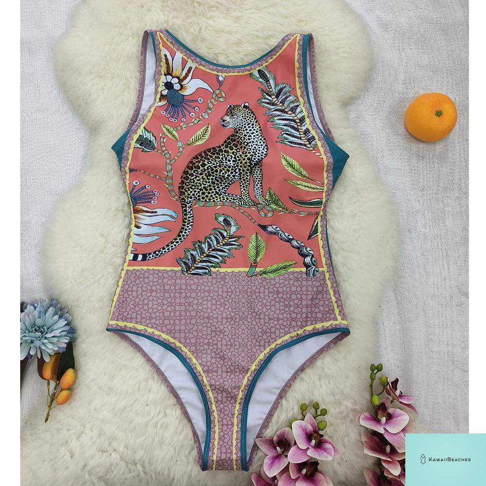 Womens Floral Lace Up Swimsuit