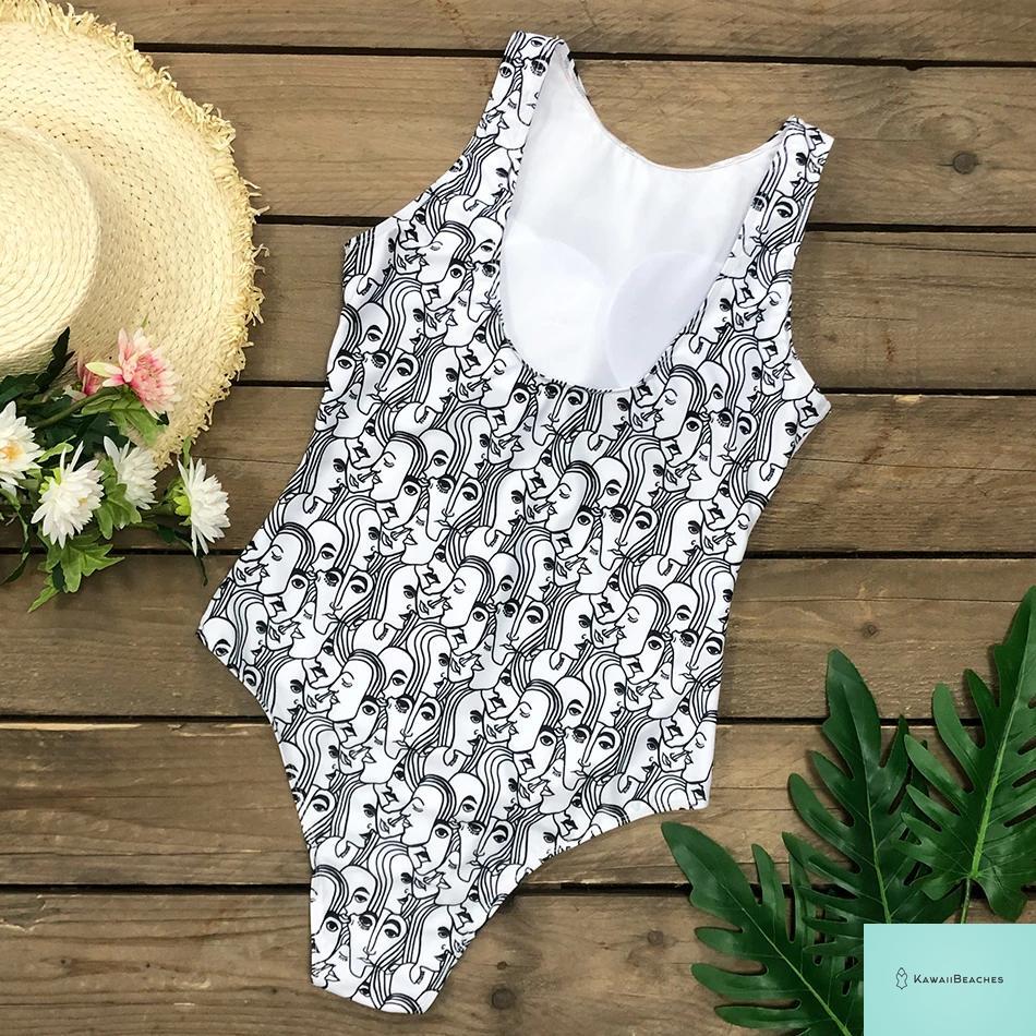 Striped Tropical Monokini Swimsuit for Women