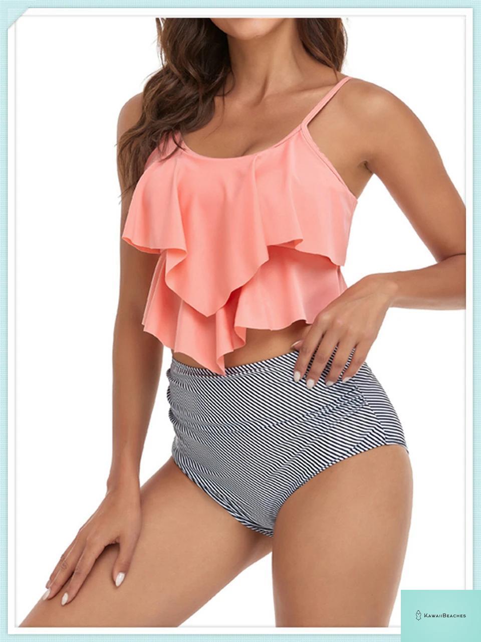 Ruffle Floral High Waist Bikini