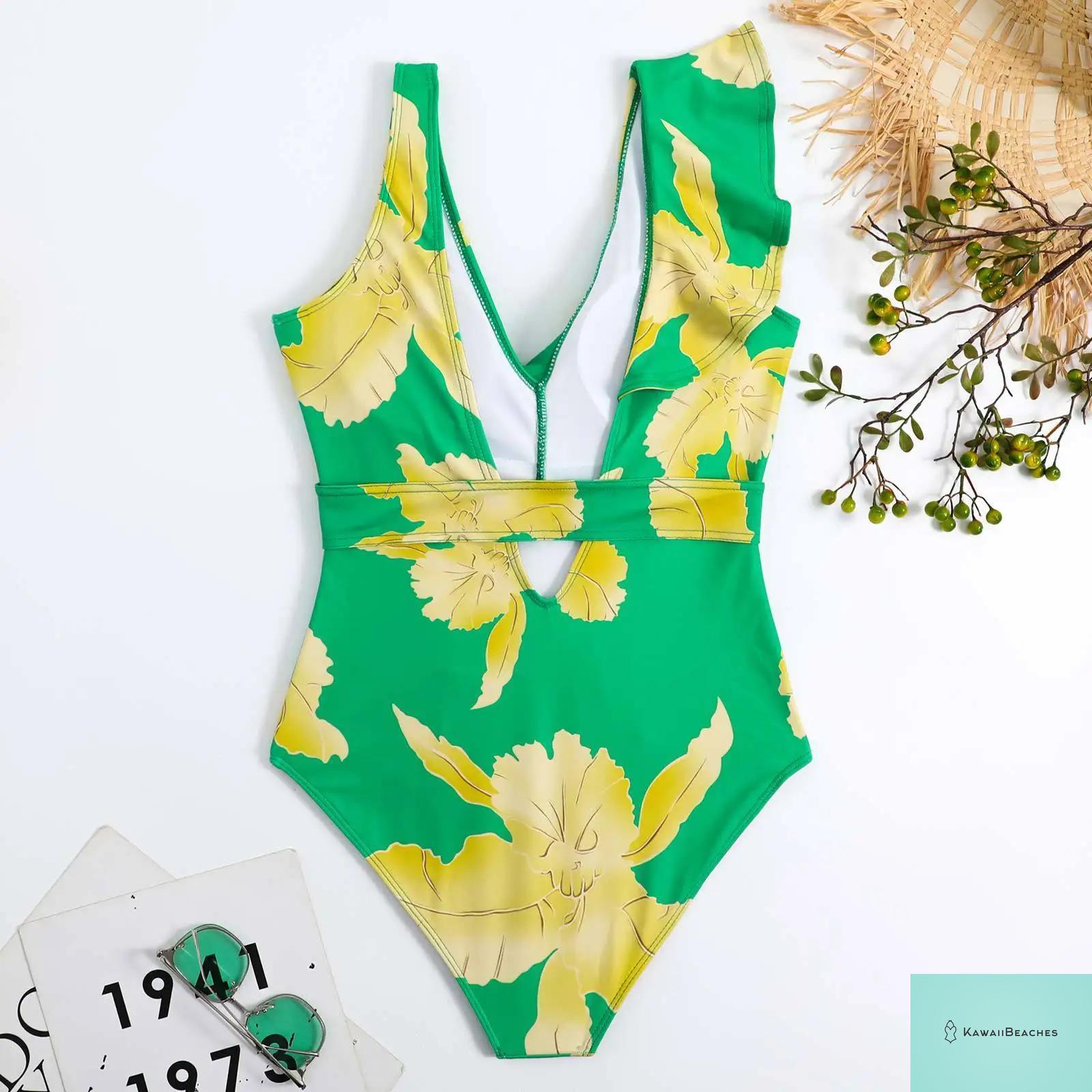 Floral Ruffle Push Up Bikini Set