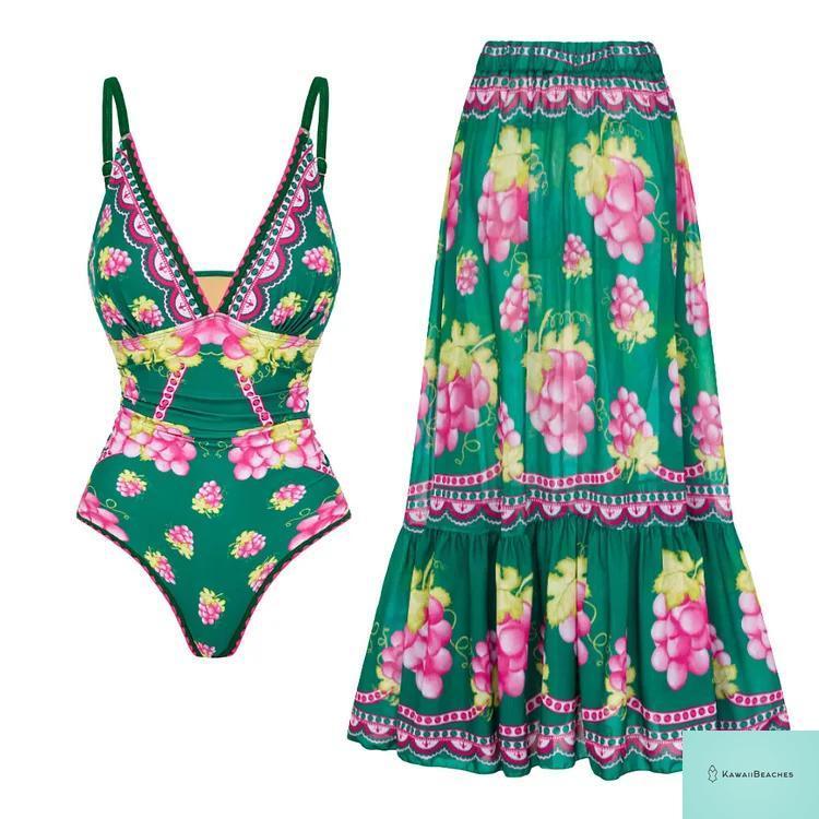 Womens Ruffle Deep V Swimsuit