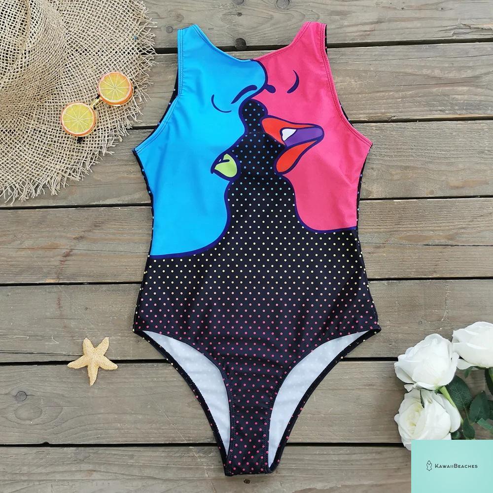Womens Floral Lace Up Swimsuit