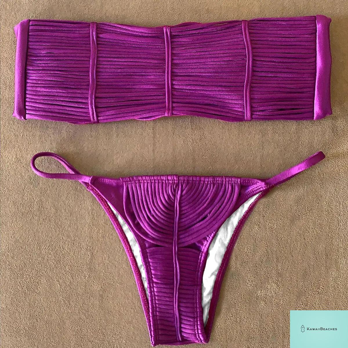 Kawaii Stripes Lace-Up Brazilian Bikini Set