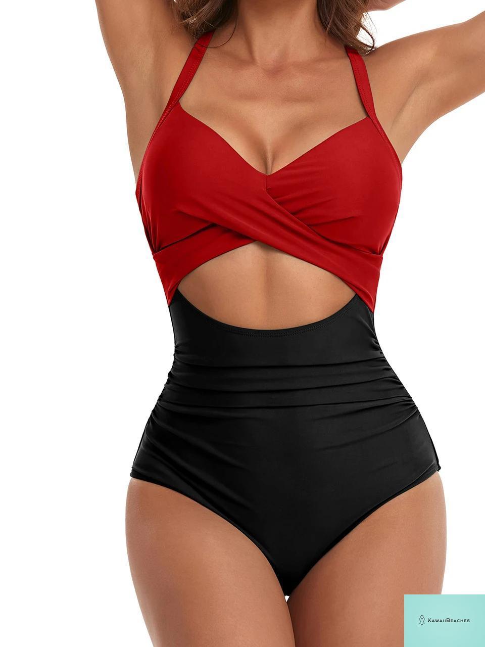 Lace-Up Hollow Out One Piece Swimsuit