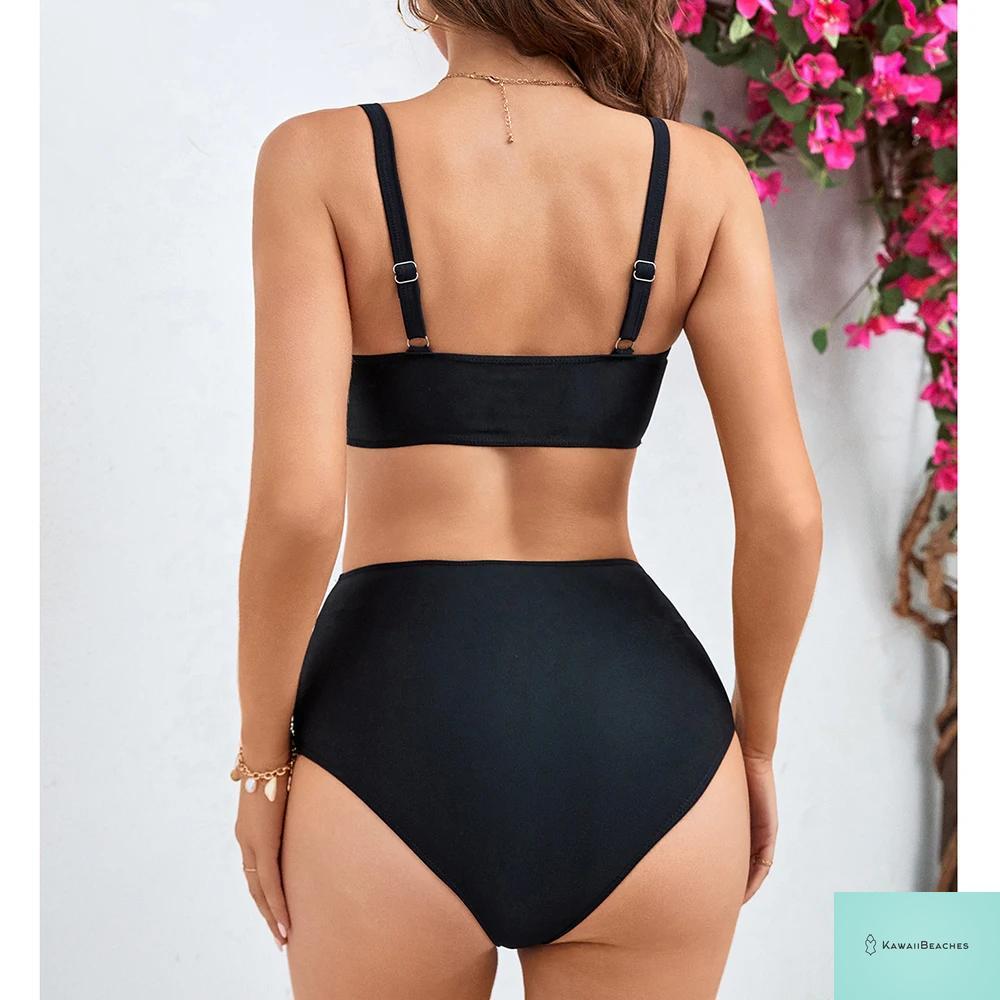 High Waist Ruffled Print Bikini Set