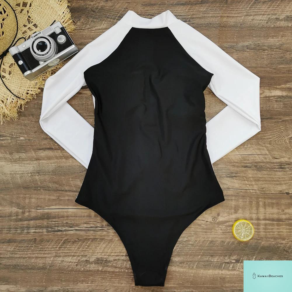 Womens Long Sleeve Surfing Swimsuit Monokini