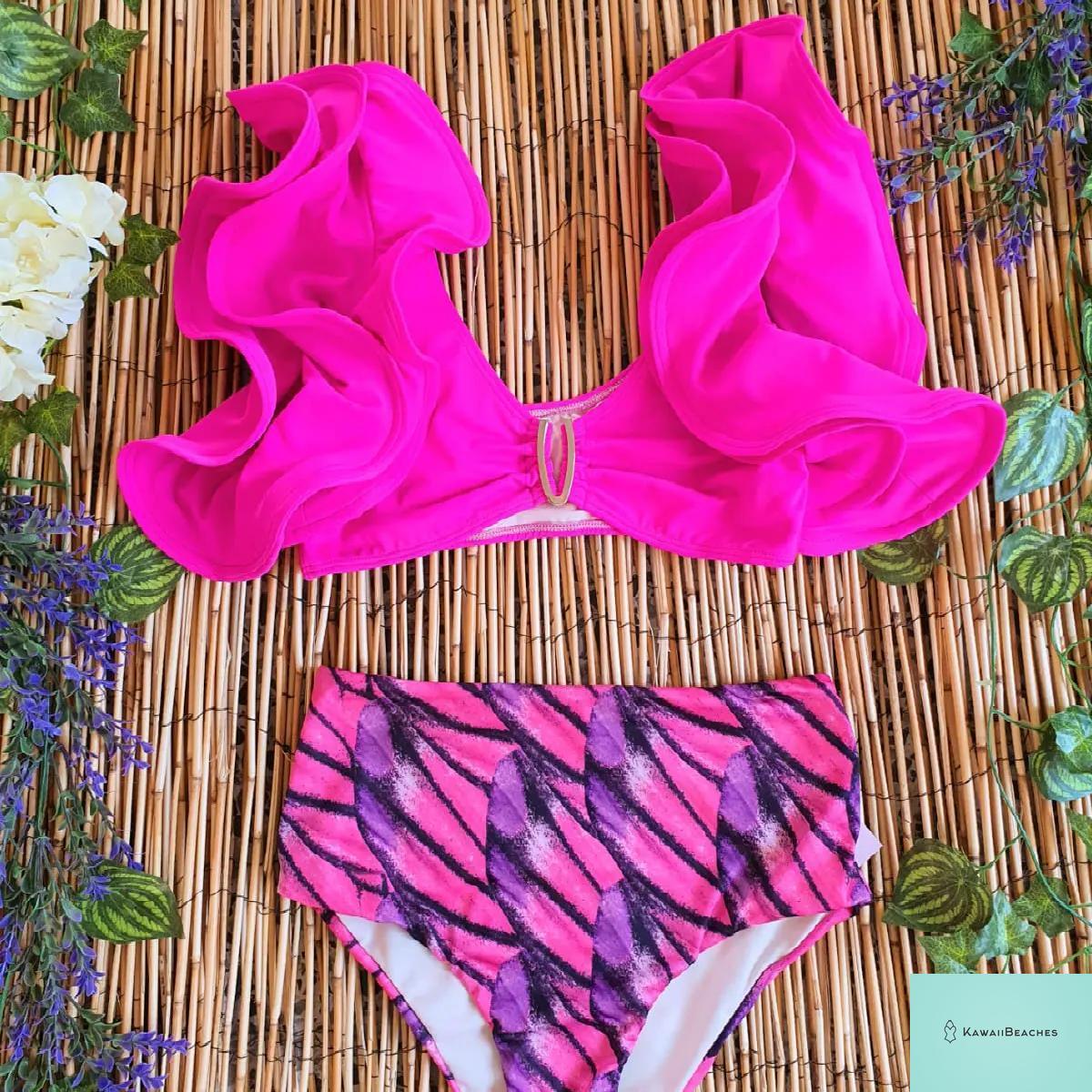 Floral Printed High Waist Bandage Bikini Set