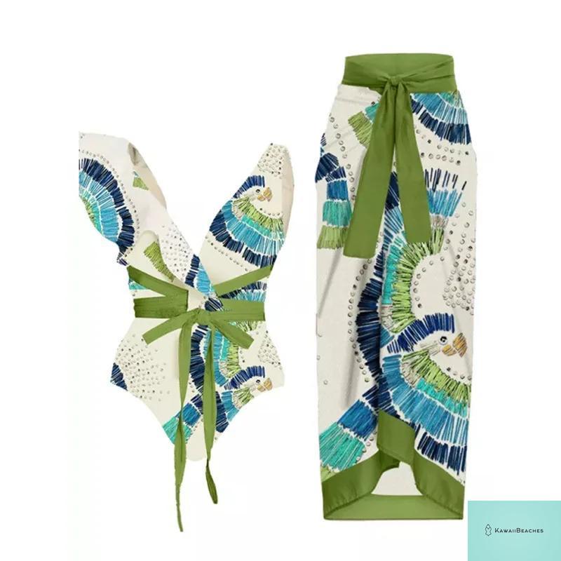 Floral Ruffle Push Up Bikini Set