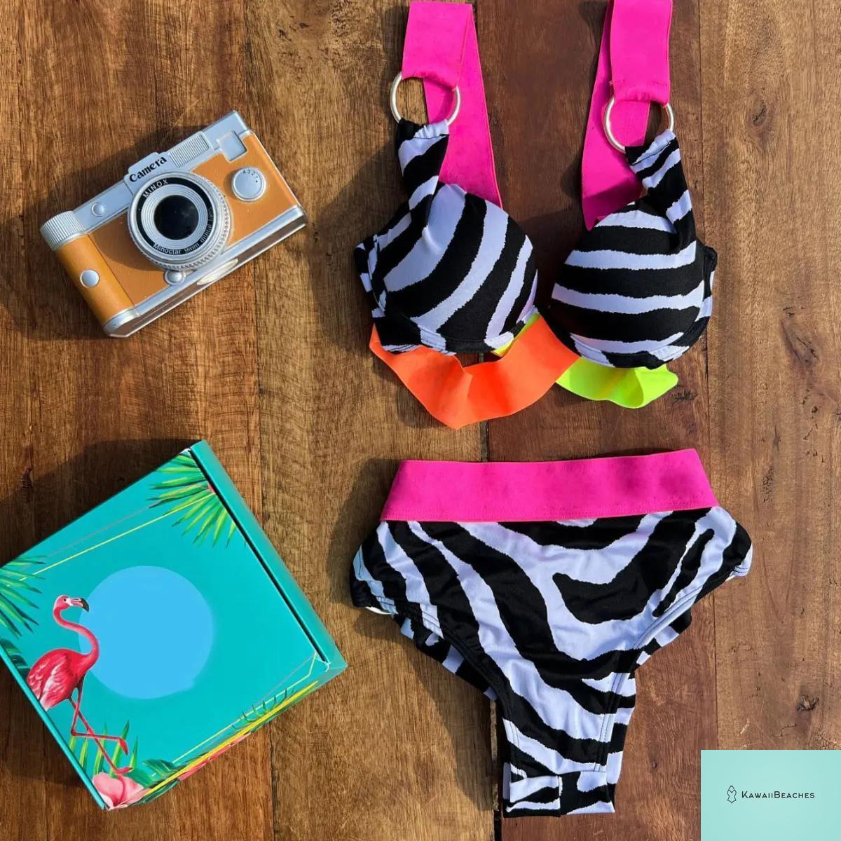 High Waist Golden Print Brazilian Bikini Set