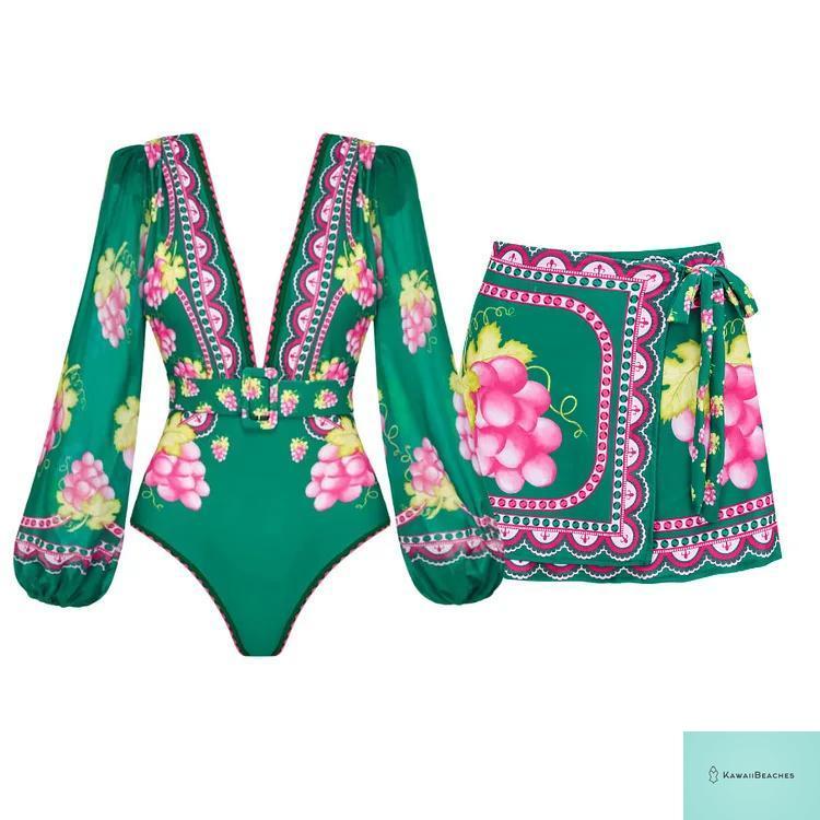 Womens Ruffle Deep V Swimsuit