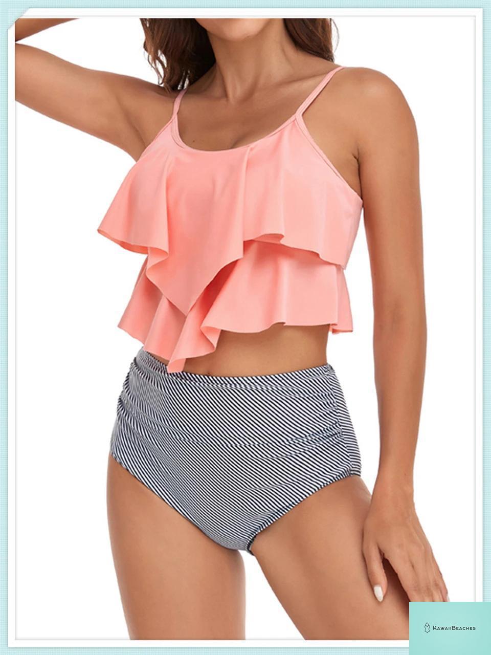 Ruffle Floral High Waist Bikini