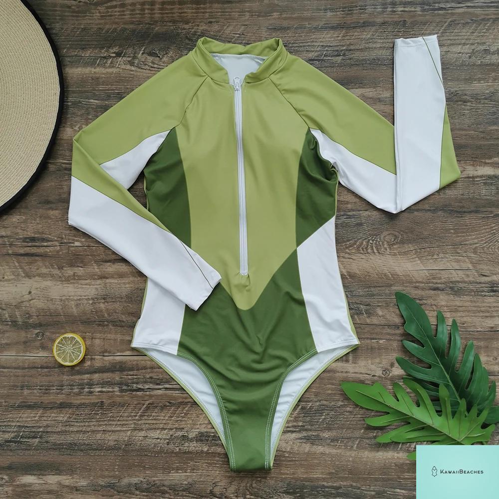 Womens Long Sleeve Surfing Swimsuit Monokini