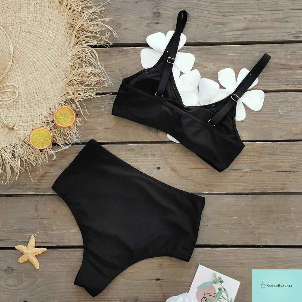 High Waist Ruffled Print Bikini Set