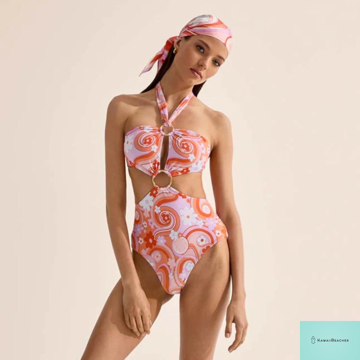 Kawaii Vintage Floral One Piece Swimsuit