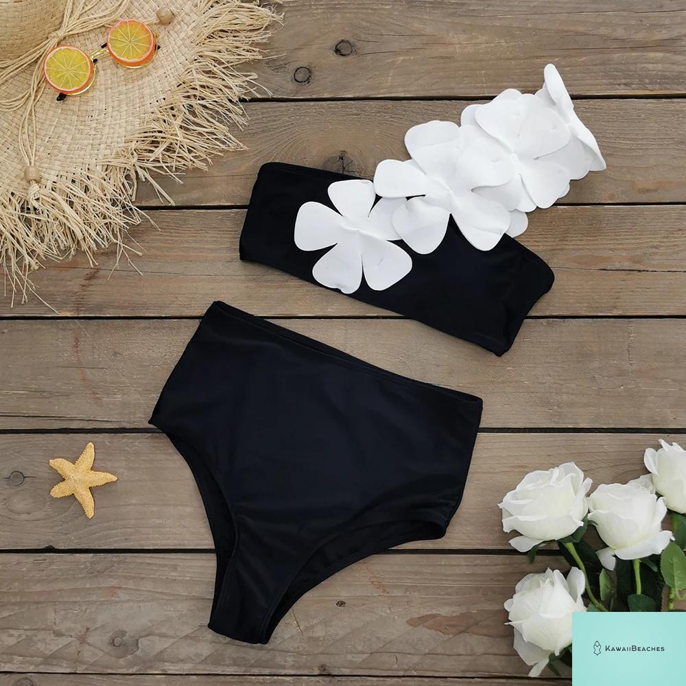 High Waist Ruffled Print Bikini Set