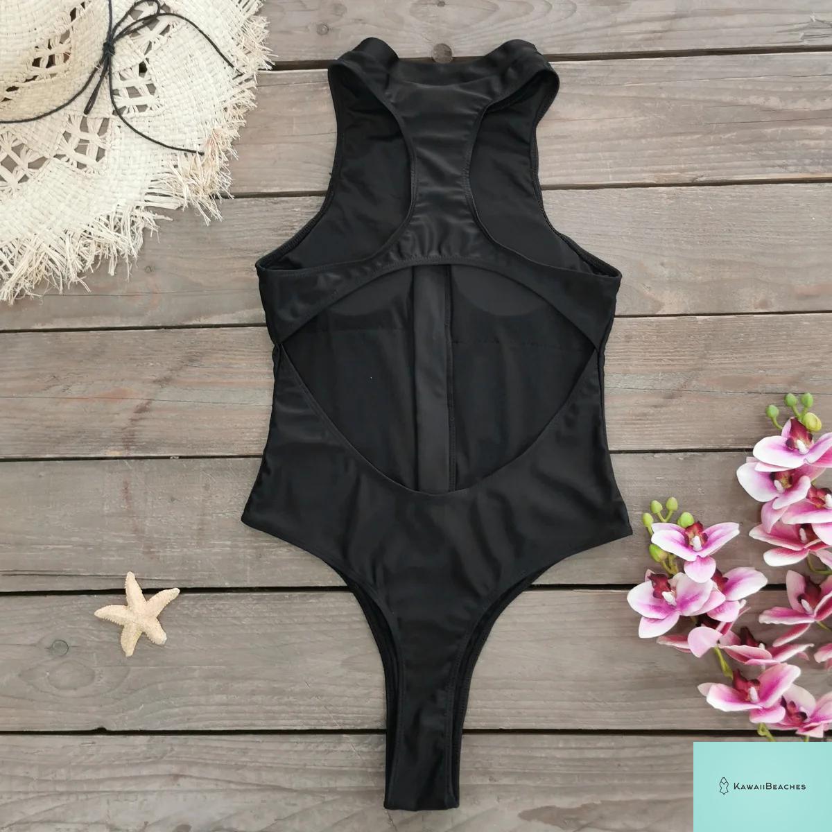 Kawaii Floral Lace-Up One-Piece Swimsuit