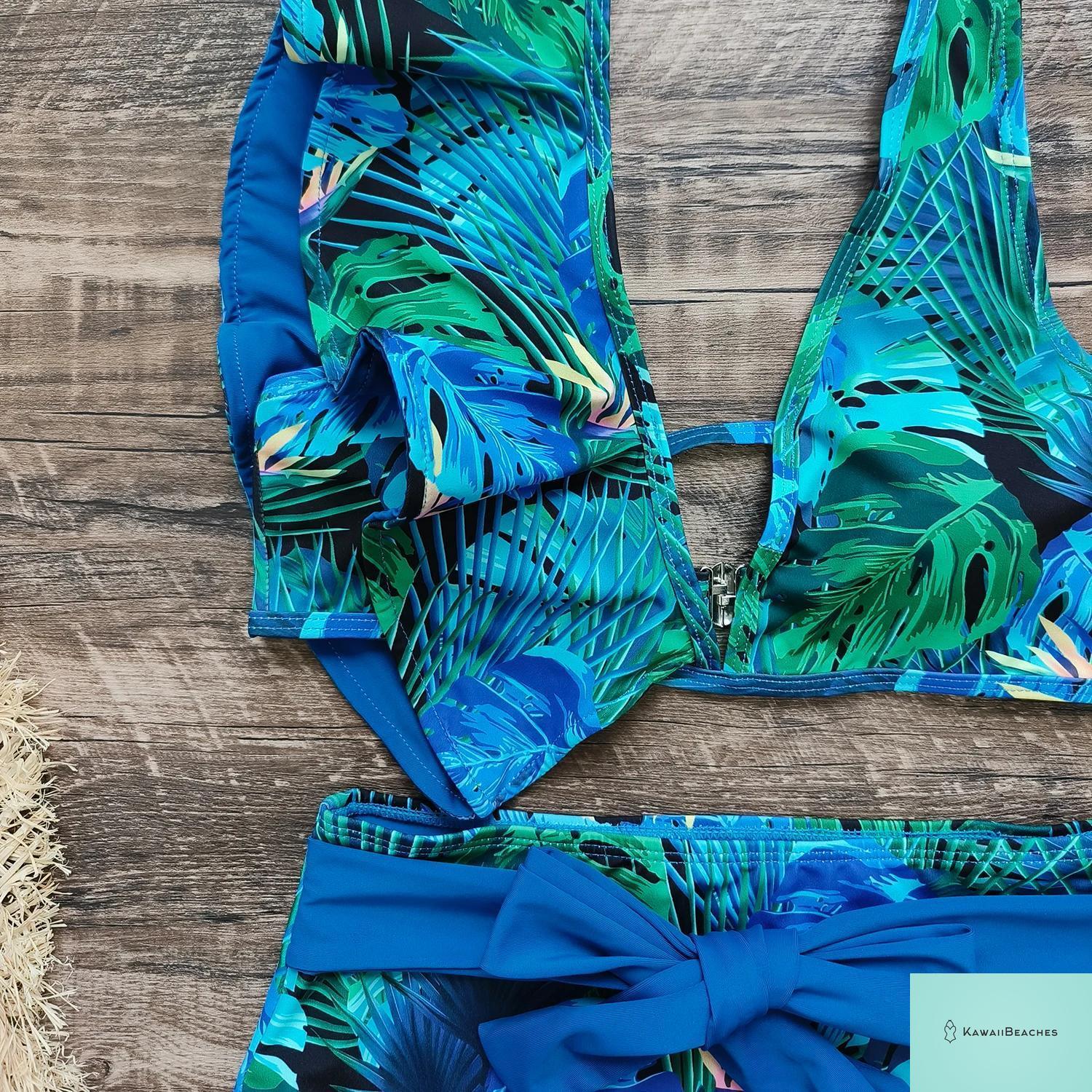 Floral Printed High Waist Bandage Bikini Set